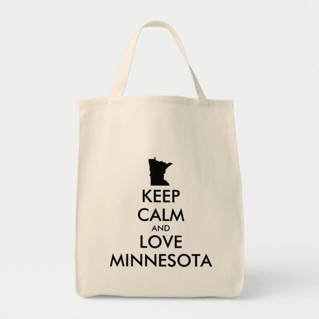 Bolso De Tela Personalizable MANTENGA CALMA Y AME A MINNESOTA (Frente)