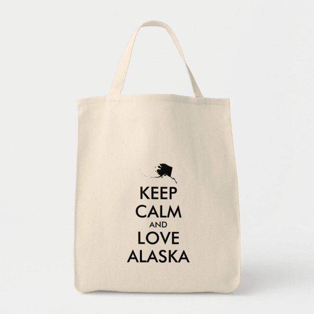 Bolso De Tela Personalizable MANTENGA LA CALMA Y AME A ALASKA (Frente)