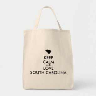 BOLSO DE TELA PERSONALIZABLE MANTENGA LA CALMA Y AME A CAROLINA 