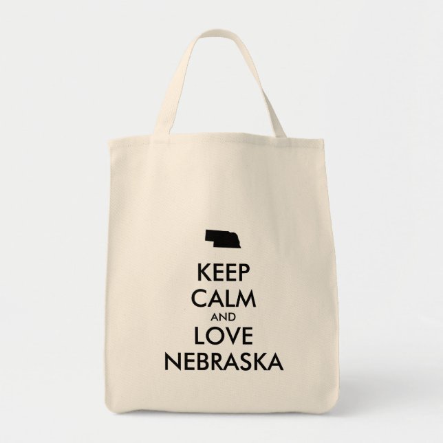 Bolso De Tela Personalizable MANTENGA LA CALMA Y AME A NEBRASKA (Frente)