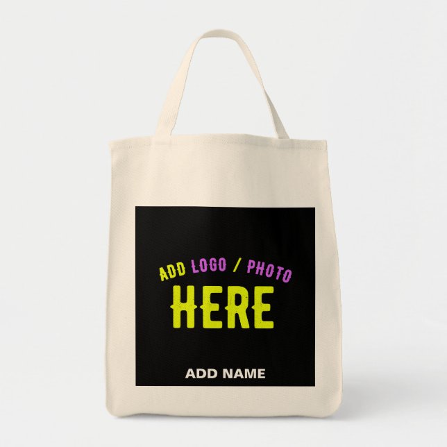 BOLSO DE TELA PERSONALIZABLE MODERNO ESTILO NEGRO VERIFICADO MAR (Frente)