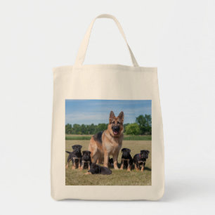 Bolso De Tela Personalizable Pastor Alemán con Cachorros Adorabl