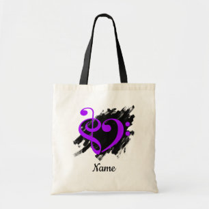 Bolso De Tela Personalizable púrpura del corazón del trébol y de