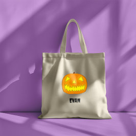 Bolso De Tela Personalizable Scary Jack-O-Lantern
