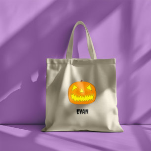 Bolso De Tela Personalizable Scary Jack-O-Lantern