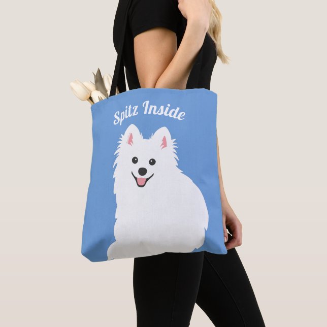 Bolso De Tela Personalizable - Spitz Inside Dog Tote Bag Blue (Detalle)