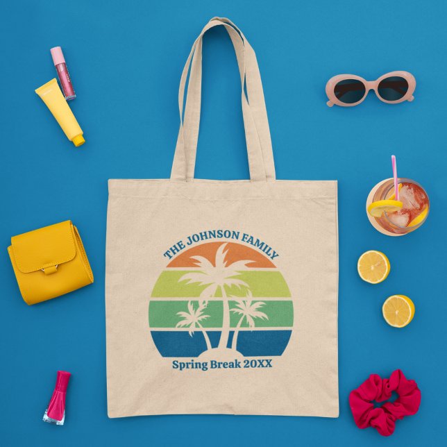 Bolso De Tela Personalizable Tropical Beach Palm Trep Familia (Subido por el creador)