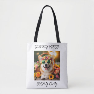 Bolso De Tela Personalizable Vibes soleadas todos los días Corgi