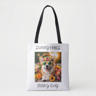 Bolso De Tela Personalizable Vibes soleadas todos los días Corgi