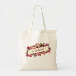 Bolso De Tela Personalizable Vintage Cute Girly Floral Bridesmai
