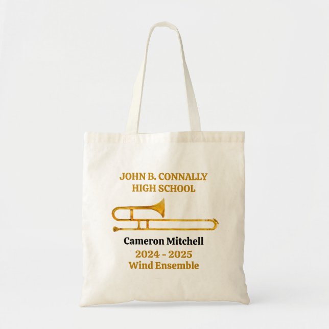 Bolso De Tela Personalización de la banda de oro de la escuela s (Frente)