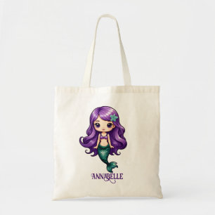 Bolso De Tela Personalización de la sirena morada de bonito