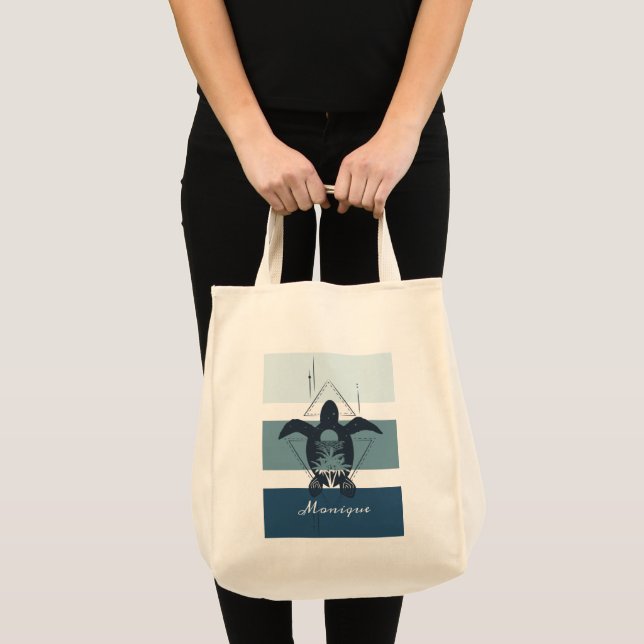 Bolso De Tela Personalización de la tortuga geométrica moderna (Anverso (producto))
