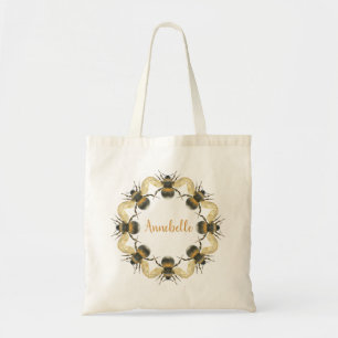 Bolso De Tela Personalización de la Wreath de abejas pintadas a