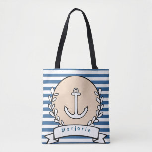 Bolso De Tela Personalización del anclaje horizontal azul blanco