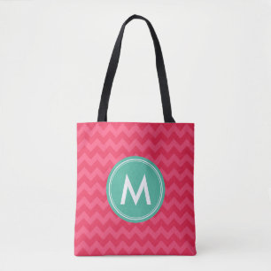 Bolso De Tela Personalización del monograma de cheurón precoz