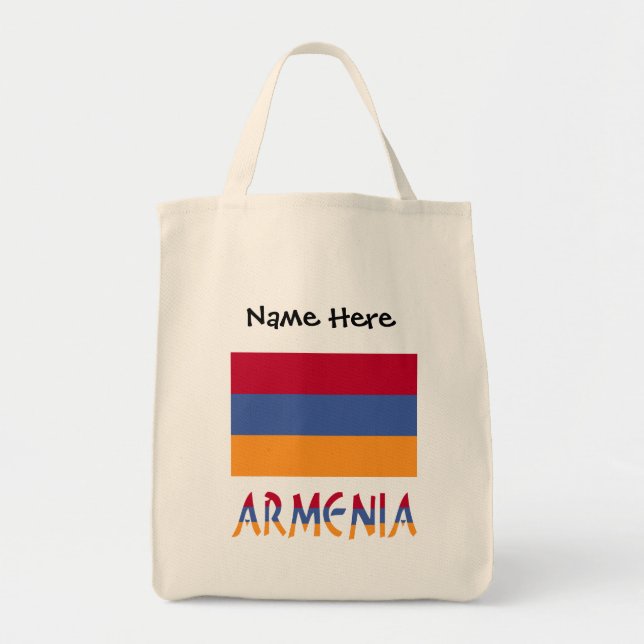 Bolso De Tela Personalización negra de la bandera armenia (Frente)
