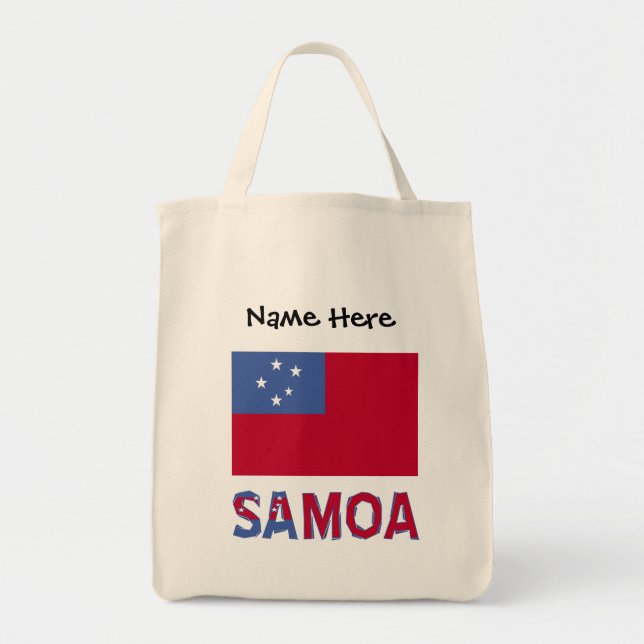 Bolso De Tela Personalización negra de la bandera de Samoa (Frente)