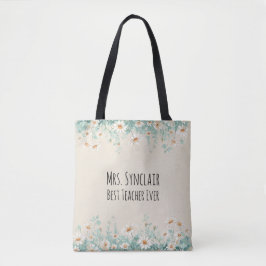 Bolso De Tela Personalizada Daisy Mejor Maestra Agradecimiento