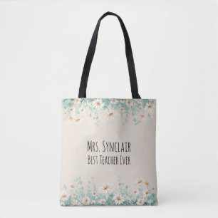 Bolso De Tela Personalizada Daisy Mejor Maestra Agradecimiento