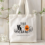 Bolso De Tela Personalizada la Calabaza Fantasma de Halloween<br><div class="desc">Un fabuloso diseño moderno de popular texto tipográfico "The BOO Crew" con un bonito fantasma,  calabaza y araña con telarañas. Perfecto para toda la familia para sus celebraciones de Halloween. Personalice editando el texto en el cuadro de texto o eliminando texto sin texto.</div>