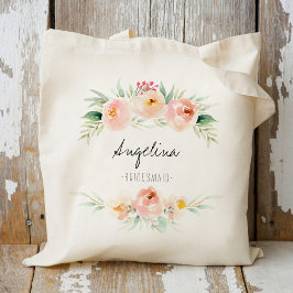 Bolso De Tela Personalizada la dama de honor floral rosa de Rubo