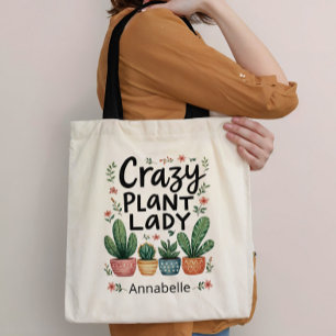 Bolso De Tela Personalizada la loca dama de plantas
