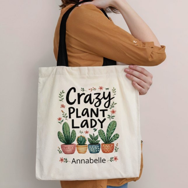 Bolso De Tela Personalizada la loca dama de plantas (Subido por el creador)