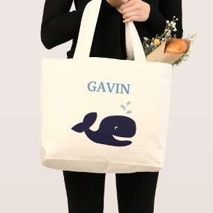 Bolso De Tela Personalizada la mate de ballenas azules Ahoy