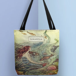 Bolso De Tela Personalizada la Sirenita Vintage bajo el mar
