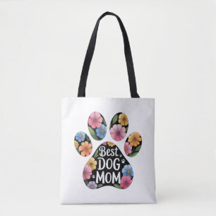 Bolso De Tela Personalizada Mejor Mamá Perro Floral Pata