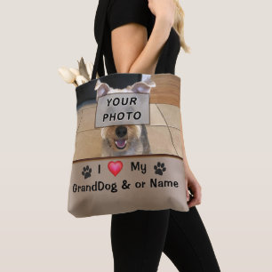 Bolso De Tela Personalizada y FOTO I love my GrandDog Bag