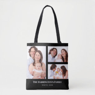 Bolso De Tela Personalizado 3 secciones Collage de fotos de fami