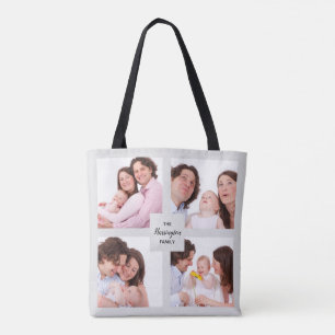 Bolso De Tela Personalizado 4 Sección Collage de fotos de famili