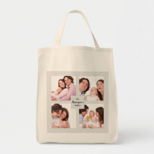 Bolso De Tela Personalizado 4 Sección Collage de fotos de famili
