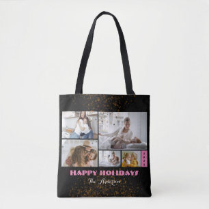 Bolso De Tela Personalizado 5 Festividades rosadas y negras
