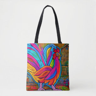 Bolso De Tela Personalizado Abstracto Colorido Bar Rooster