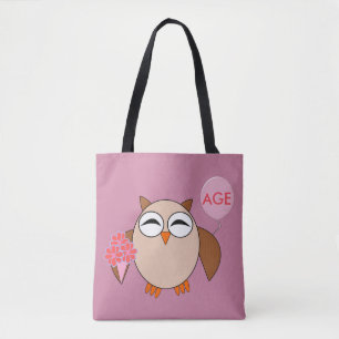 Bolso De Tela Personalizado Age Birthday Owl Tote Bag