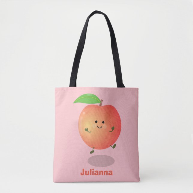 Bolso De Tela Personalizado amarillo de melocotón alegre (Anverso)