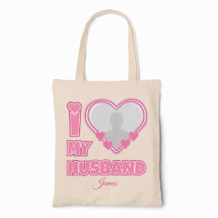 Bolso De Tela Personalizado Amo a Mi Marido - Añadir foto y nomb