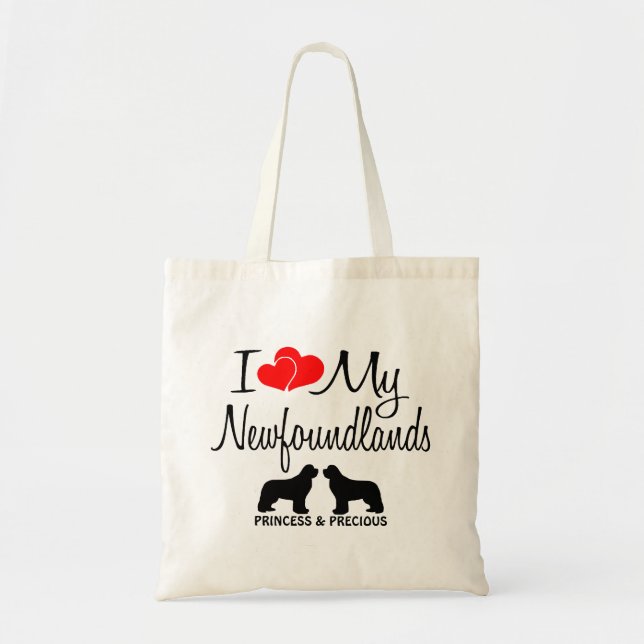 Bolso De Tela Personalizado Amo Mis Dos Terranova (Frente)