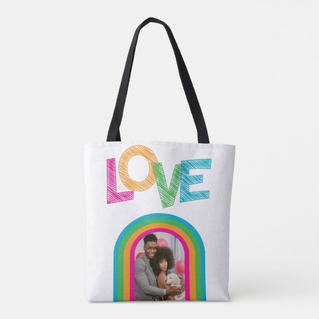 Bolso De Tela Personalizado AMOR Foto personalizada (Reverso)