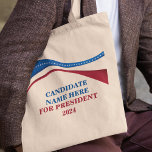 Bolso De Tela Personalizado añada su propio candidato a la presi<br><div class="desc">Personalizar tu propia campaña política con la bolsa añadiendo tu propio nombre u otro político bajo esta artística bandera estadounidense en rojo,  blanco y azul. Agregar un nombre personalizado para presidente en 2024.</div>