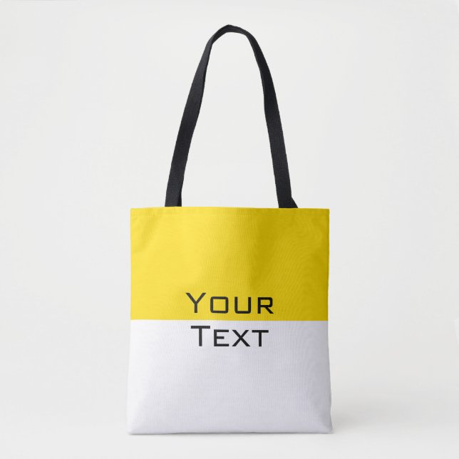 Bolso De Tela Personalizado Añadir tu texto Amarillo Hombro Blan (Anverso)