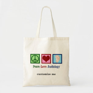 Bolso De Tela Personalizado Audiólogo de Peace Love Audiology