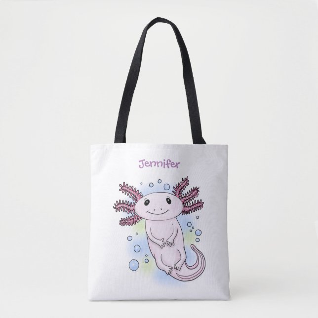 Bolso De Tela Personalizado axolotópico rosa adorable (Anverso)