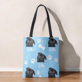 Bolso De Tela Personalizado azul Amo Paw Impresión Perro Perro E