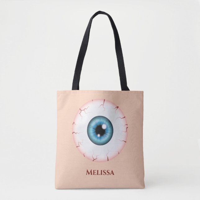 Bolso De Tela Personalizado azul Eyeball Blooshot Halloween Eyeb (Anverso)