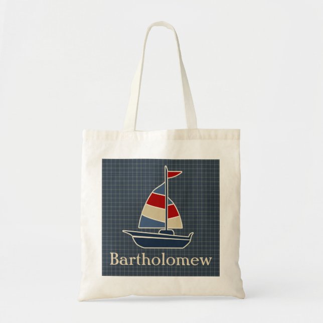 Bolso De Tela Personalizado azul, rojo, poner crema náutico del (Frente)
