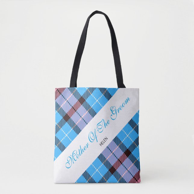 Bolso De Tela Personalizado Azul Rosa De Novia Elegante Madre De (Anverso)